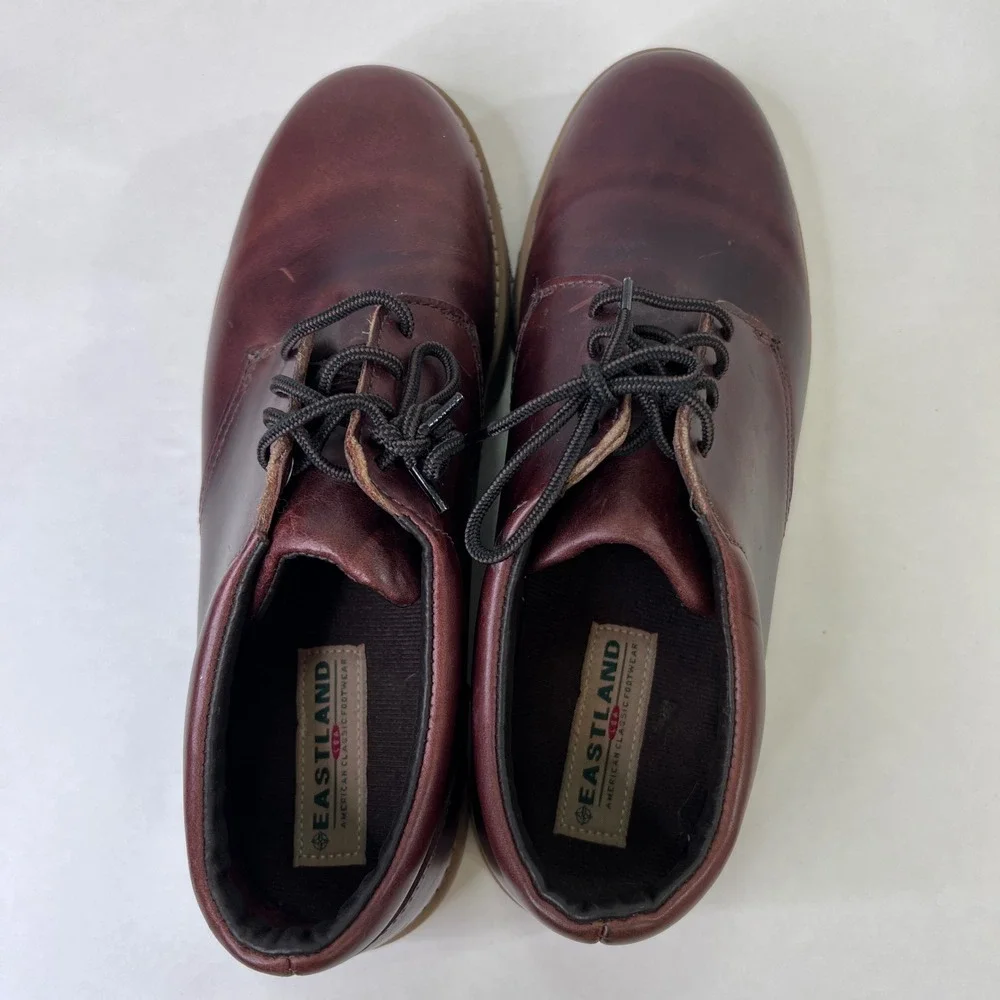 Eastland Mens Burgundy Leather Vibram Lug Sole Oxford Shoes 14 D 6401 L